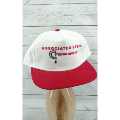 Associated Steel Company Vintage White Red 80s Trucker Hat  eb-54274713